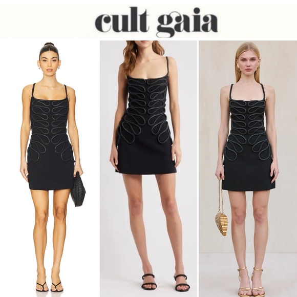 CULT GAIA AIMEE KNIT DRESS BLACK SZ XS NWT 598$ - Picture 1 of 7